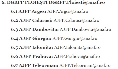 Adrese email ANAF Ploiesti