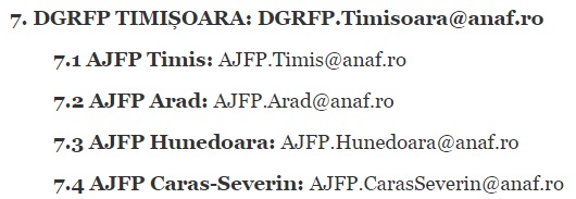 Adrese email ANAF Timisoara