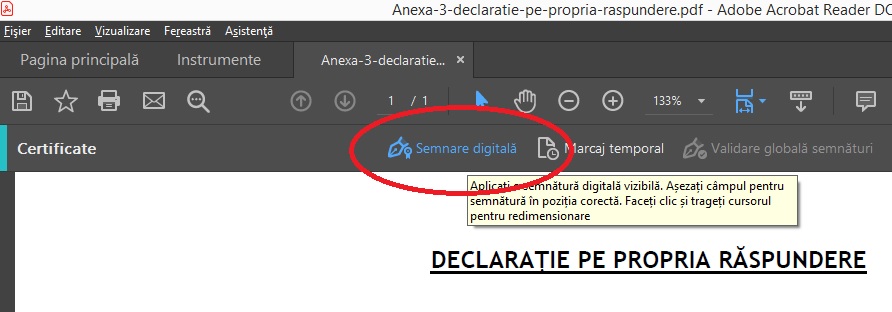 Cum se semnează electronic declarația pe propria răspundere